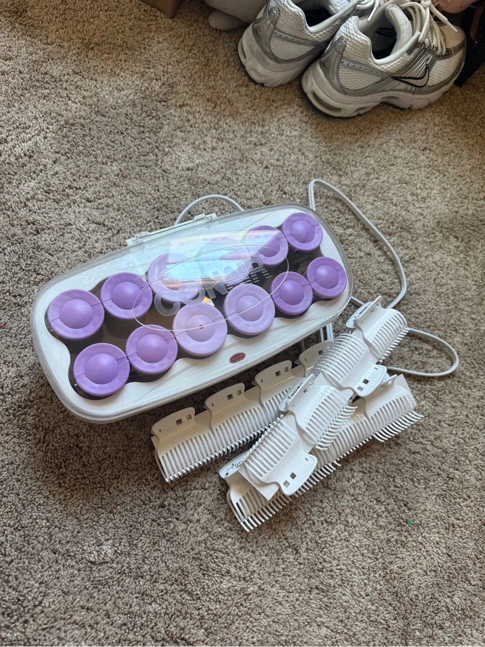 Electric Hot Rollers Set with Purple Rollers
